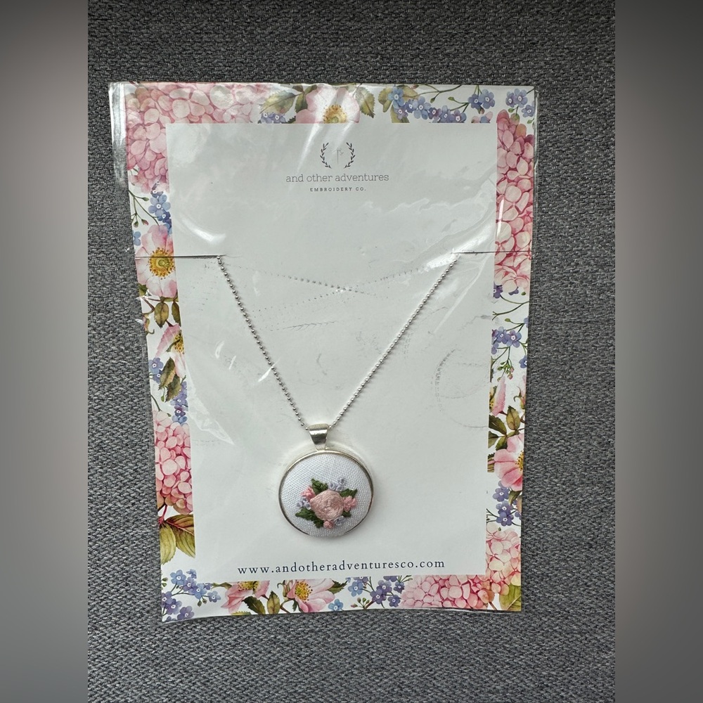 NWT And Other Adventures Floral Embroidery Pendant Necklace